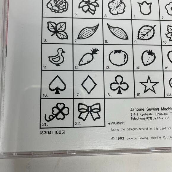 Janome Memory Card 10 Appliqué Series 1992 For Janome 8000 Includes Templates - Picture 16 of 16